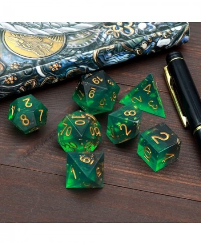 DND Dice Set Sharp Edge Resin Dice with Dice Case War Series Green Black D&D Dice for RPG Role Playing Games Dungeons and Dra...