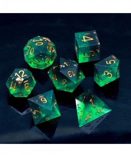 DND Dice Set Sharp Edge Resin Dice with Dice Case War Series Green Black D&D Dice for RPG Role Playing Games Dungeons and Dra...