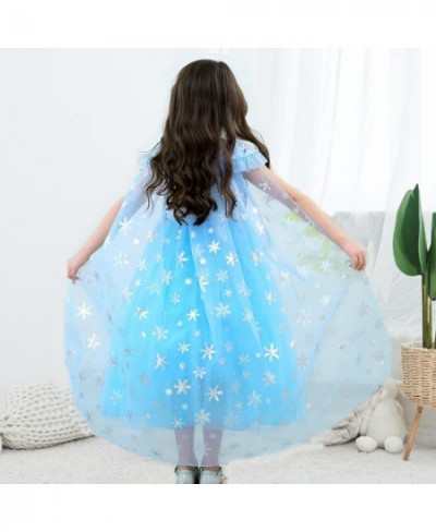 Girls Dress Princess Costume for Elsa Blue with Cape Wand Wig Crown Gloves $47.72 - Kids' Costumes