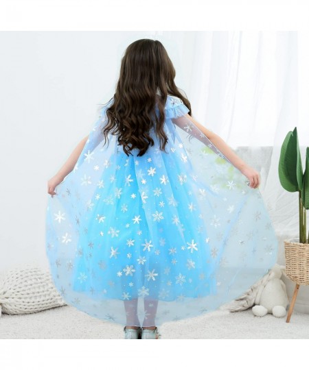 Girls Dress Princess Costume for Elsa Blue with Cape Wand Wig Crown Gloves $47.72 - Kids' Costumes