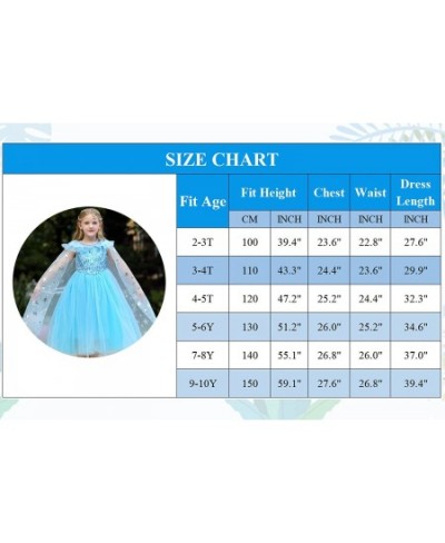 Girls Dress Princess Costume for Elsa Blue with Cape Wand Wig Crown Gloves $47.72 - Kids' Costumes