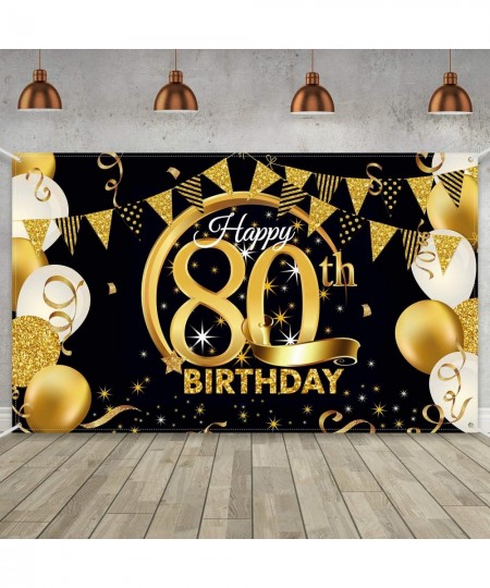 Birthday Party Decoration Extra Large Fabric Black Gold Sign Poster for Anniversary Photo Booth Backdrop Background Banner Bi...