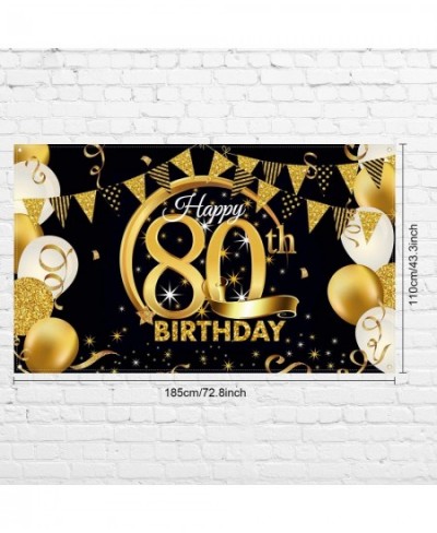 Birthday Party Decoration Extra Large Fabric Black Gold Sign Poster for Anniversary Photo Booth Backdrop Background Banner Bi...