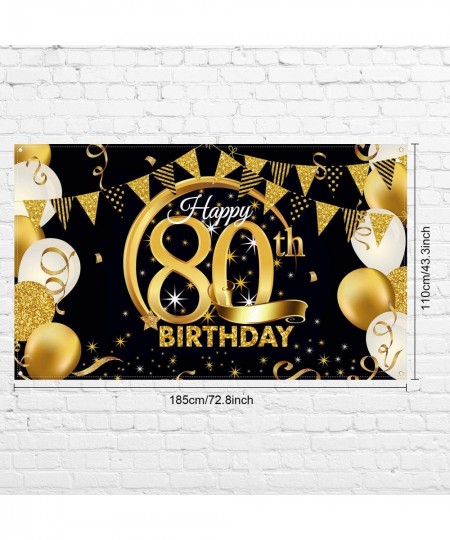 Birthday Party Decoration Extra Large Fabric Black Gold Sign Poster for Anniversary Photo Booth Backdrop Background Banner Bi...