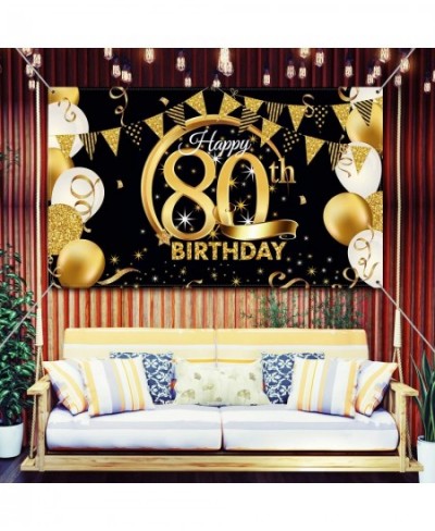 Birthday Party Decoration Extra Large Fabric Black Gold Sign Poster for Anniversary Photo Booth Backdrop Background Banner Bi...