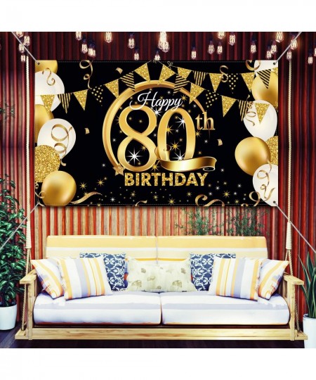 Birthday Party Decoration Extra Large Fabric Black Gold Sign Poster for Anniversary Photo Booth Backdrop Background Banner Bi...