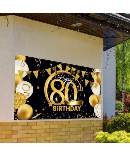 Birthday Party Decoration Extra Large Fabric Black Gold Sign Poster for Anniversary Photo Booth Backdrop Background Banner Bi...