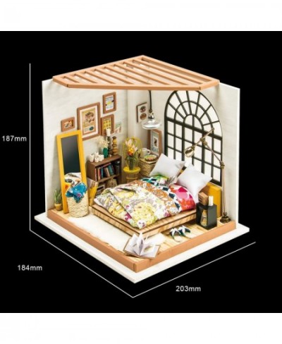 DIY Miniature Dollhouse Kit - Alice's Dreamy Bedroom 3D Model Wooden Furniture Tiny House Building with LED Lights Wood Pre C...