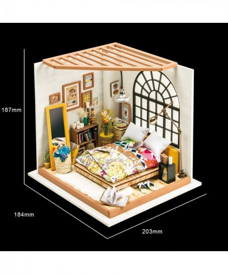 DIY Miniature Dollhouse Kit - Alice's Dreamy Bedroom 3D Model Wooden Furniture Tiny House Building with LED Lights Wood Pre C...