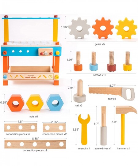 Toddler Tool Bench Kids Tool Set - Play Tools Wooden Toddler Toys Construction Toys Work Bench - Gift 3 4 5 Years Old Boys Gi...