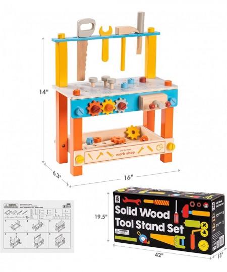 Toddler Tool Bench Kids Tool Set - Play Tools Wooden Toddler Toys Construction Toys Work Bench - Gift 3 4 5 Years Old Boys Gi...