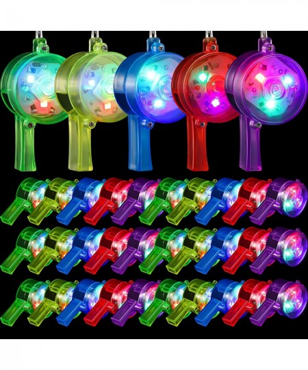 40 Pieces Glow Whistles LED Light Up Whistle with Lanyard Necklace for Glow in the Dark Party Favors Christmas Halloween Birt...