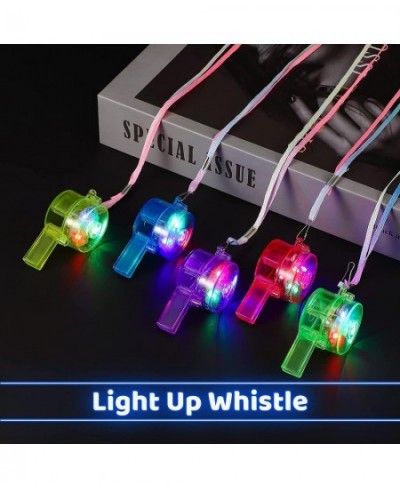 40 Pieces Glow Whistles LED Light Up Whistle with Lanyard Necklace for Glow in the Dark Party Favors Christmas Halloween Birt...