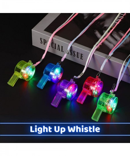 40 Pieces Glow Whistles LED Light Up Whistle with Lanyard Necklace for Glow in the Dark Party Favors Christmas Halloween Birt...