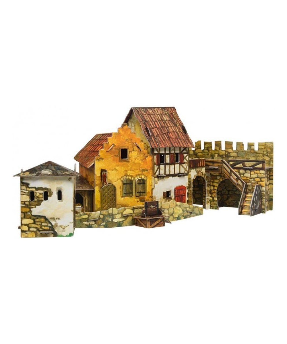 3D Puzzle - Town Square. Market - Medieval Town - 8" x 11¾" x 8" 56 pcs - Clever Paper (375) $54.77 - 3-D Puzzles