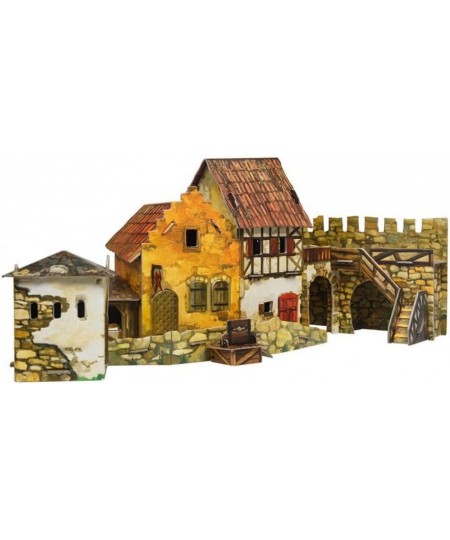 3D Puzzle - Town Square. Market - Medieval Town - 8" x 11¾" x 8" 56 pcs - Clever Paper (375) $54.77 - 3-D Puzzles