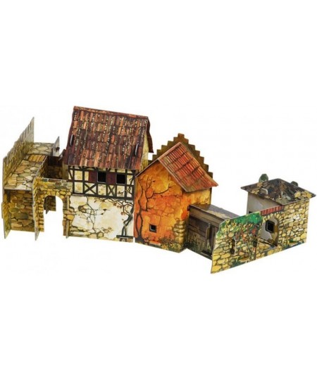 3D Puzzle - Town Square. Market - Medieval Town - 8" x 11¾" x 8" 56 pcs - Clever Paper (375) $54.77 - 3-D Puzzles