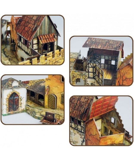 3D Puzzle - Town Square. Market - Medieval Town - 8" x 11¾" x 8" 56 pcs - Clever Paper (375) $54.77 - 3-D Puzzles