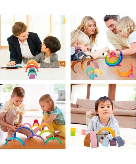 Silicone Rainbow Stacker 10 Layer Rainbow Nesting Puzzle Blocks Baby Stacking Toy Educational Learning Montessori Toys Rainbo...