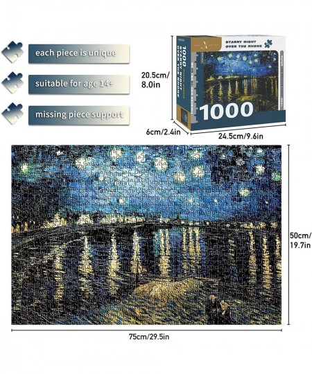 Jigsaw Puzzles for Adults 1000 Pieces and Up 3D Puzzles Game for Famliy Starry Night Over The Rhone by Vincent Van Gogh $27.7...