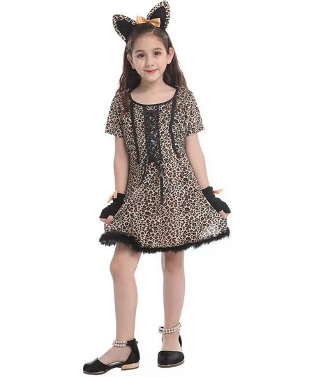 Girls Leopard Cheetah Animal Halloween Costumes Cat Role Play Cosplay Dress Up $39.79 - Kids' Costumes