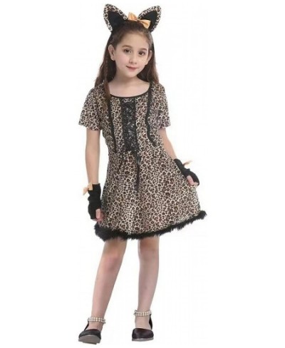 Girls Leopard Cheetah Animal Halloween Costumes Cat Role Play Cosplay Dress Up $39.79 - Kids' Costumes