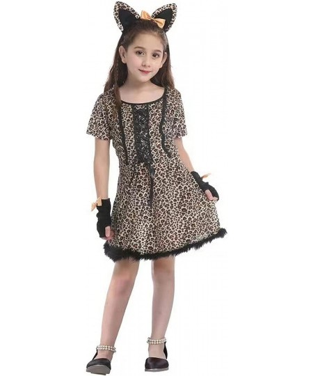 Girls Leopard Cheetah Animal Halloween Costumes Cat Role Play Cosplay Dress Up $39.79 - Kids' Costumes