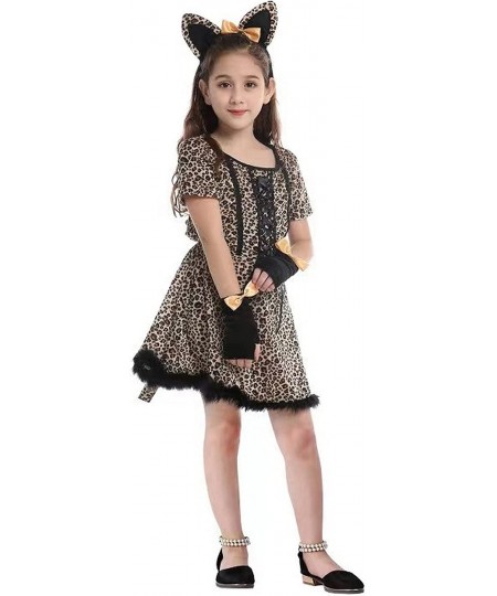 Girls Leopard Cheetah Animal Halloween Costumes Cat Role Play Cosplay Dress Up $39.79 - Kids' Costumes