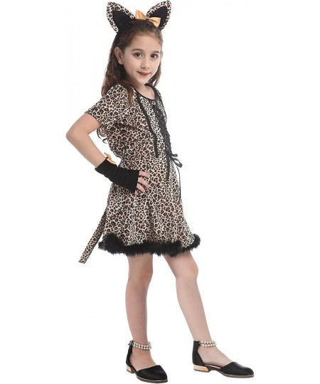 Girls Leopard Cheetah Animal Halloween Costumes Cat Role Play Cosplay Dress Up $39.79 - Kids' Costumes