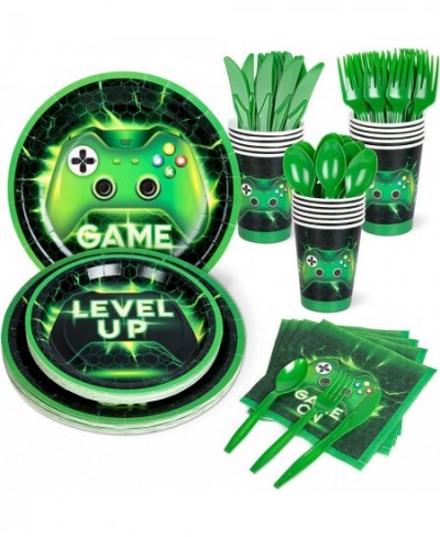 Gaming Birthday Party Supplies for Boys Serves 16 Video Game Party Plates Napkins Cups Included for Green Gamer Party Total 1...