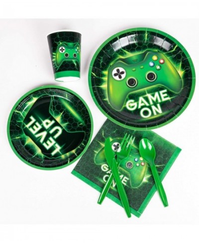 Gaming Birthday Party Supplies for Boys Serves 16 Video Game Party Plates Napkins Cups Included for Green Gamer Party Total 1...