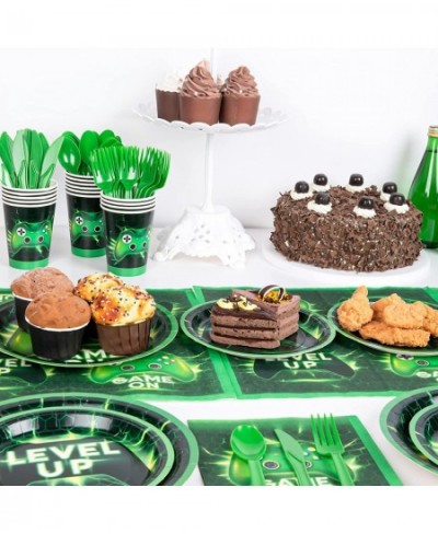 Gaming Birthday Party Supplies for Boys Serves 16 Video Game Party Plates Napkins Cups Included for Green Gamer Party Total 1...