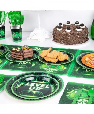 Gaming Birthday Party Supplies for Boys Serves 16 Video Game Party Plates Napkins Cups Included for Green Gamer Party Total 1...