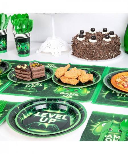 Gaming Birthday Party Supplies for Boys Serves 16 Video Game Party Plates Napkins Cups Included for Green Gamer Party Total 1...