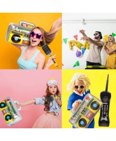 Inflatable Boom Box 90s Phone Prop Inflatable Mobile Phones Inflatable Microphones for 80s 90s Party Decorations Inflatable P...