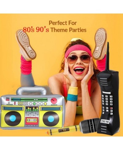 Inflatable Boom Box 90s Phone Prop Inflatable Mobile Phones Inflatable Microphones for 80s 90s Party Decorations Inflatable P...