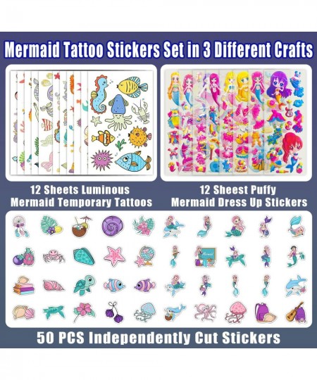 74 PCS Mermaid Stickers for Mermaid Pinata Mermaid Gifts for Girls Birthday Party Supplies Mermaid Goodie Bag Stuffers with M...