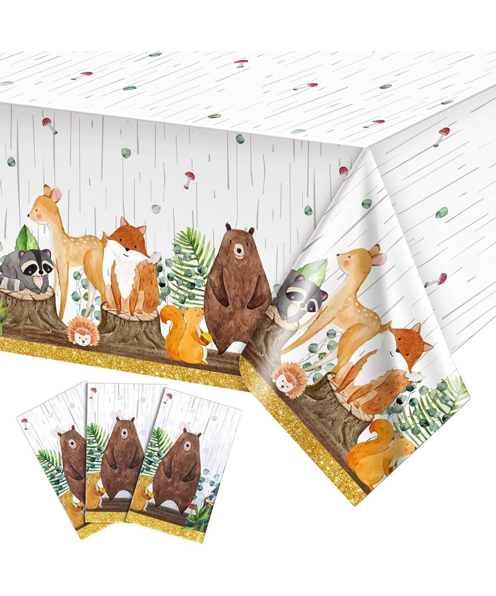 3 Pieces Woodland Tablecloth Woodland Animals Baby Shower Decorations Forest Animals Table Covers for Baby Shower Themed Plas...