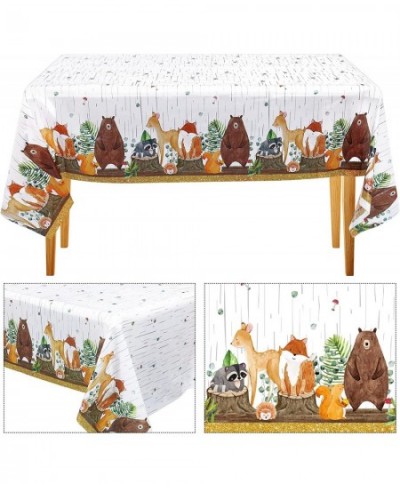 3 Pieces Woodland Tablecloth Woodland Animals Baby Shower Decorations Forest Animals Table Covers for Baby Shower Themed Plas...