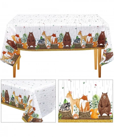 3 Pieces Woodland Tablecloth Woodland Animals Baby Shower Decorations Forest Animals Table Covers for Baby Shower Themed Plas...