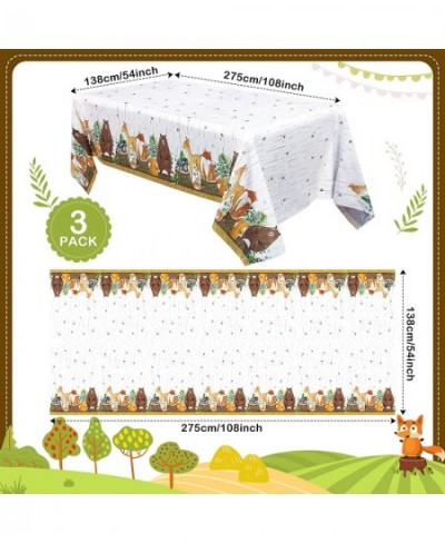 3 Pieces Woodland Tablecloth Woodland Animals Baby Shower Decorations Forest Animals Table Covers for Baby Shower Themed Plas...