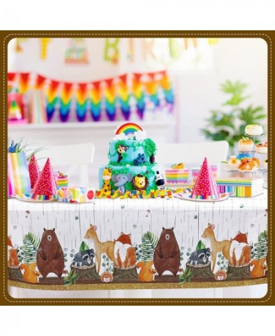 3 Pieces Woodland Tablecloth Woodland Animals Baby Shower Decorations Forest Animals Table Covers for Baby Shower Themed Plas...