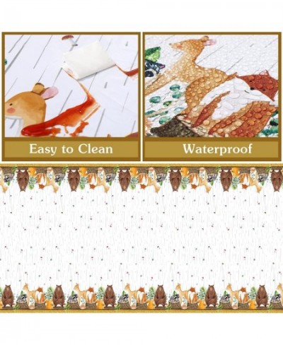 3 Pieces Woodland Tablecloth Woodland Animals Baby Shower Decorations Forest Animals Table Covers for Baby Shower Themed Plas...