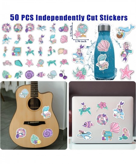 74 PCS Mermaid Stickers for Mermaid Pinata Mermaid Gifts for Girls Birthday Party Supplies Mermaid Goodie Bag Stuffers with M...