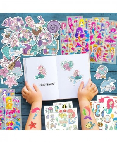 74 PCS Mermaid Stickers for Mermaid Pinata Mermaid Gifts for Girls Birthday Party Supplies Mermaid Goodie Bag Stuffers with M...