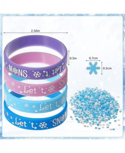 Snowflake Winter Frozen Party Favors Winter Themed Party supplie Includes snowflake Silicone Bracelets Stampers Stickers Soft...