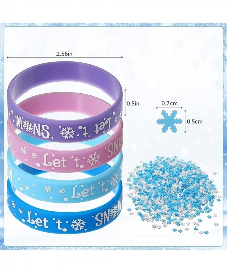 Snowflake Winter Frozen Party Favors Winter Themed Party supplie Includes snowflake Silicone Bracelets Stampers Stickers Soft...