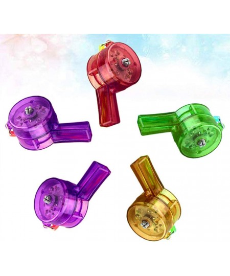 5pcs Flashing Whistle Light Up Whistle Glowing in The Dark Toy Noise Maker Toy LED Party Favors Gifts for Kids Children (Rand...