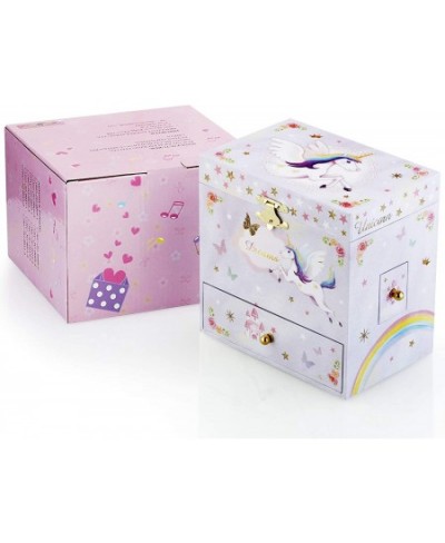 Musical Jewelry Box for Little Girls with 3 Drawers and Jewelry Set with Spinning Unicorn and Rainbow Butterfly Design - Beau...