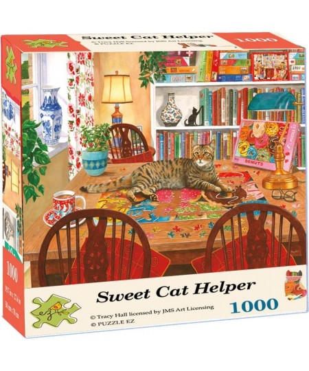 Puzzles for Adults 1000 Pieces Cat Jigsaw Puzzle in a Puzzle and Cute Cozy Donut Bookshelf for Cat Lovers and Puzzle Framing ...